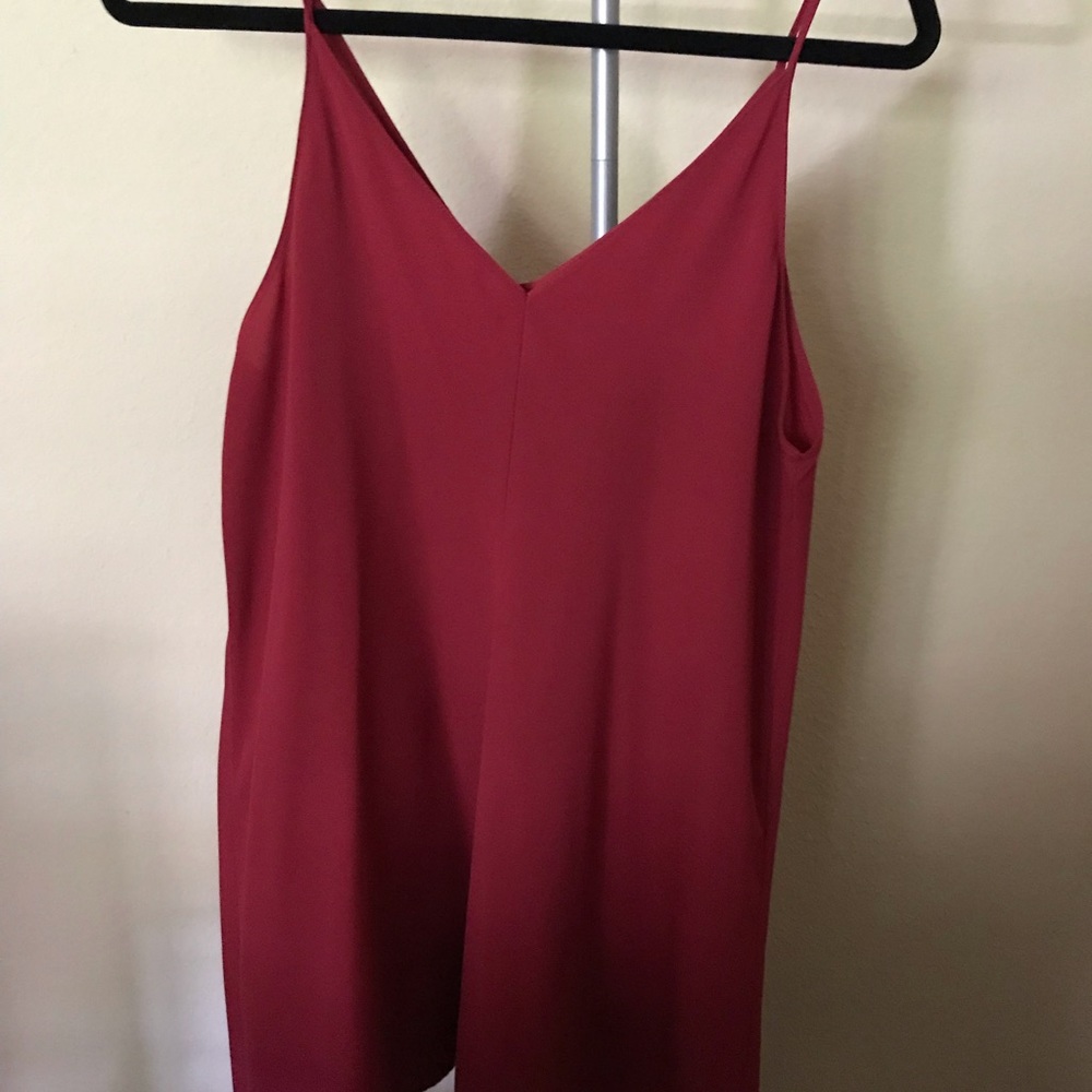 Red slip dress